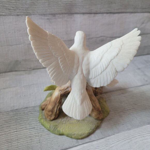 1990 Andrea By Sadek Double White Doves Figurine On Branch With Flowers Porcelai - Picture 7 of 7